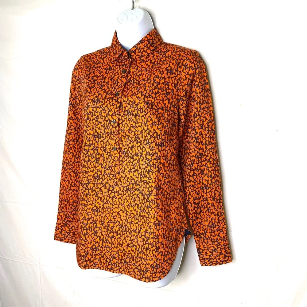 NWT J. Crew Tunic Shirt Top - XS Orange‎ Long Sleeve Blouse